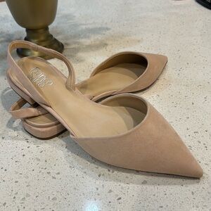 Franco Sarto Neutral Suede Sling Back Flats Size 10